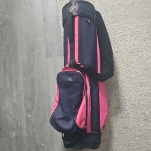 Stylish Pink and Navy Golf  Bag ~fair Condition. Great Price Made In USA